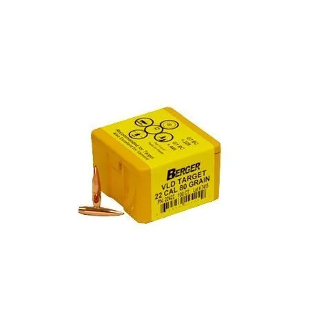 Berger Match Grade Target Bullets .22 Cal .224&Amp;Quot; 80 Gr Vld Target 100/Ct Berger match grade target bullets. 22 cal. 224" 80 gr vld target 100/ct