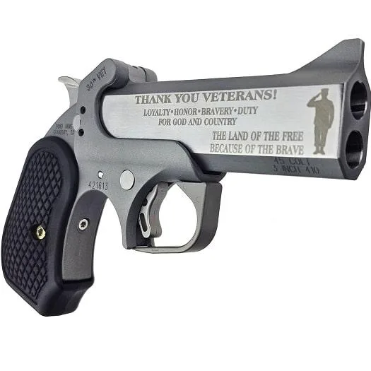 Bond Arms Limited Edition 30Th Anniversary Vet Handgun .45 Colt /410Ga 2Rd Capacity 4.25&Amp;Quot; Barrel W/Resin Grips Bond arms limited edition 30th anniversary vet handgun. 45 colt /410ga 2rd capacity 4. 25" barrel w/resin grips