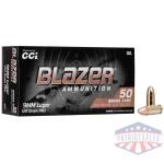 cci blazer brass handgun ammunition 9mm luger 124 gr. fmj 1090 fps 50/ct