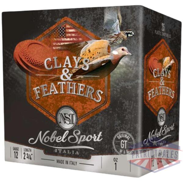 nobel sport clays & feathers shotshells 12ga 2-3/4" 1oz 1300 fps #7.5 25/ct