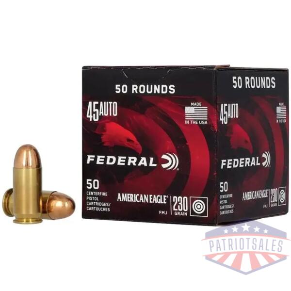 american eagle handgun ammunition .45 acp 230 gr fmj 890 fps 1000/ct