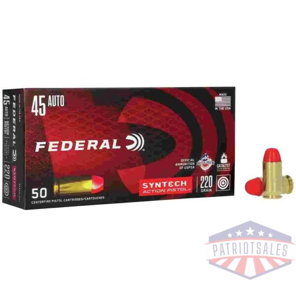 federal american eagle syntech handgun ammunition .45 acp 220 gr tsj 795 fps 50/ct
