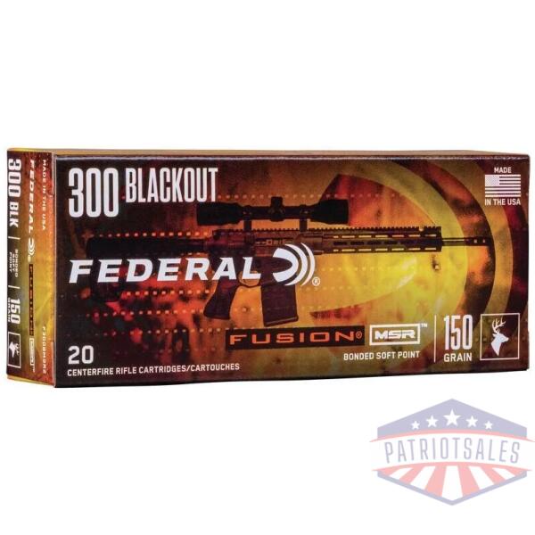 federal fusion msr rifle ammunition .300 blackout 150 gr sp 1900 fps 20/ct
