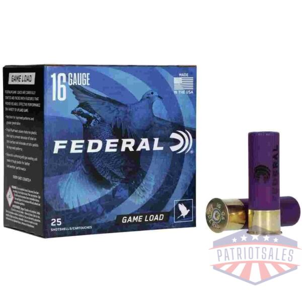 federal game-shok game load ss 16ga 2-3/4" 2-1/2de 1oz 6 ammo 25rd