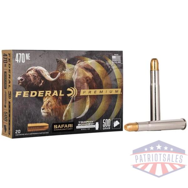 federal premium cape-shok rifle ammunition .470 nitro 500 gr tbss 2150 fps - 20/ct
