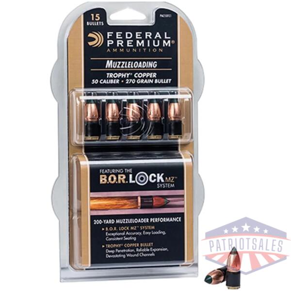 federal premium trophy copper muzzleloader bullets .50 cal 270 gr poly tip  15/box