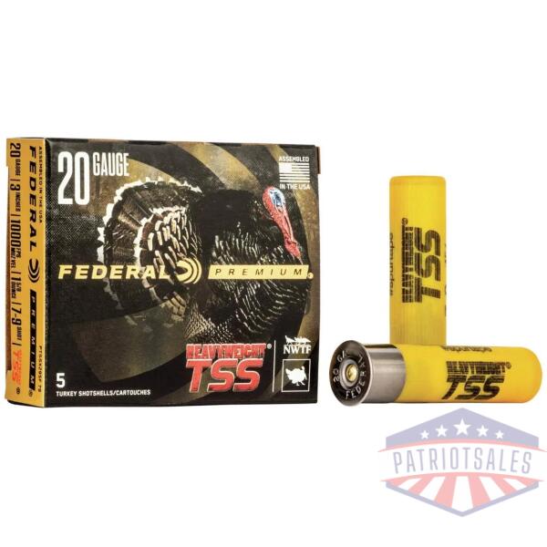 federal heavyweight tss shotshells 20ga 3" 1-5/8 oz  #7/9 1000 fps 5/rd