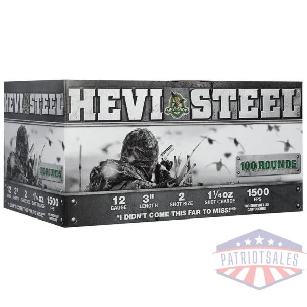 hevi-shot hevi-steel shotshells 12ga 3" 1-1/4oz 1500 fps #2 100/ct