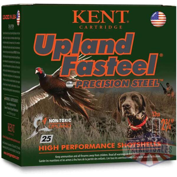 kent upland fasteel shotshells 12 ga 2-3/4" 1-1/8oz 1400 fps #5 25/ct
