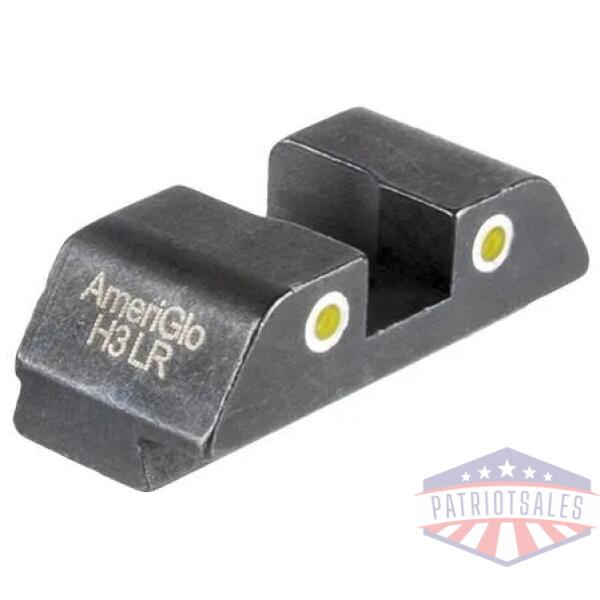 ameriglo tritium 2-dot rear handgun sight for glock 42/43/43x/48 yellow with white front