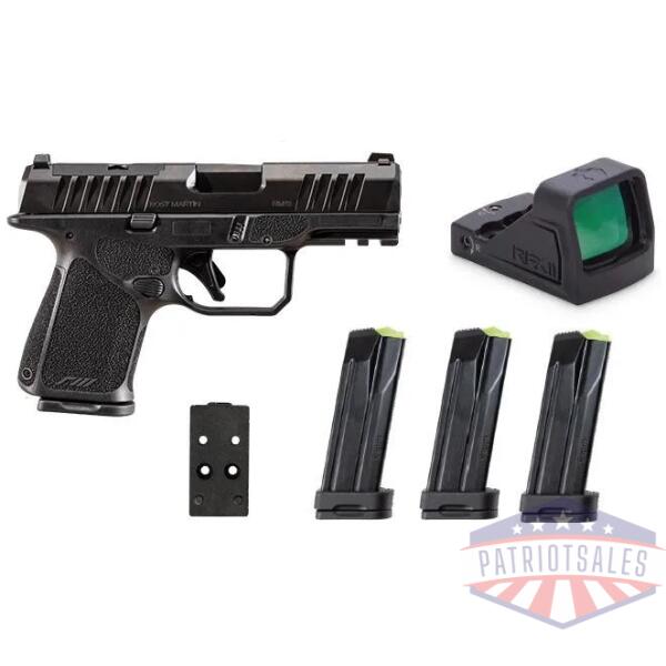 rost martin rm1s handgun 9mm luger 10(4)rd magazines 3.6" barrel black black viridian red dot pistol case ca compliant