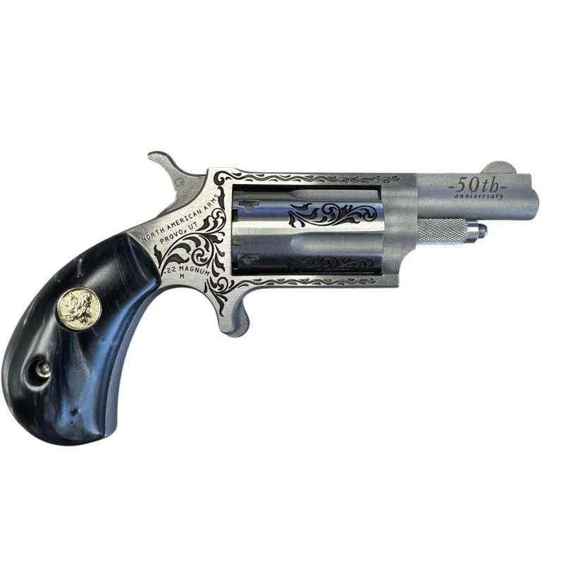 Naa 50Th Anniversary Stainless Steel Handgun .22 Wmr 5Rd Capacity 1.625&Amp;Quot; Barrel Black Pearl Grip Limited Edition Naa 50th anniversary stainless steel handgun. 22 wmr 5rd capacity 1. 625" barrel black pearl grip limited edition