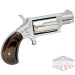 naa 22ms mini revolver handgun .22 wmr 5rd capacity 1.125" barrel silver with wood grip