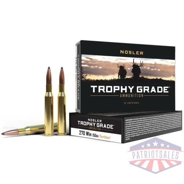 nosler trophy grade rifle ammunition .270 win 150 gr psp 2800 fps 20/ct