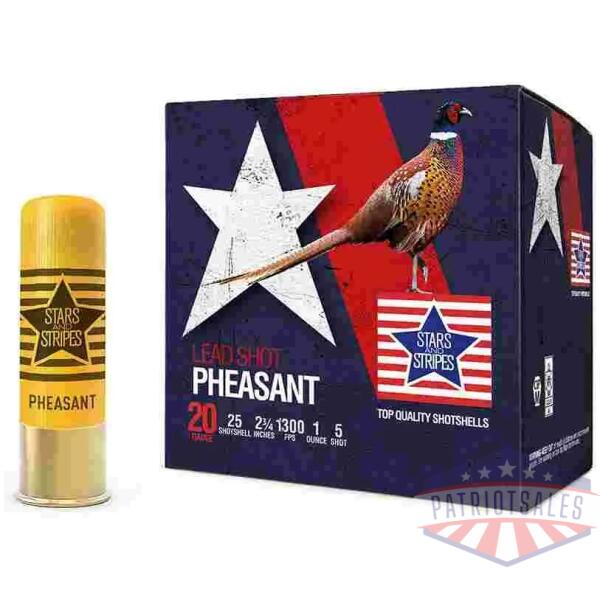 ppu stars & stripes pheasant load shotshells 20ga 2-3/4'' 1oz 1300 fps #5 25/ct