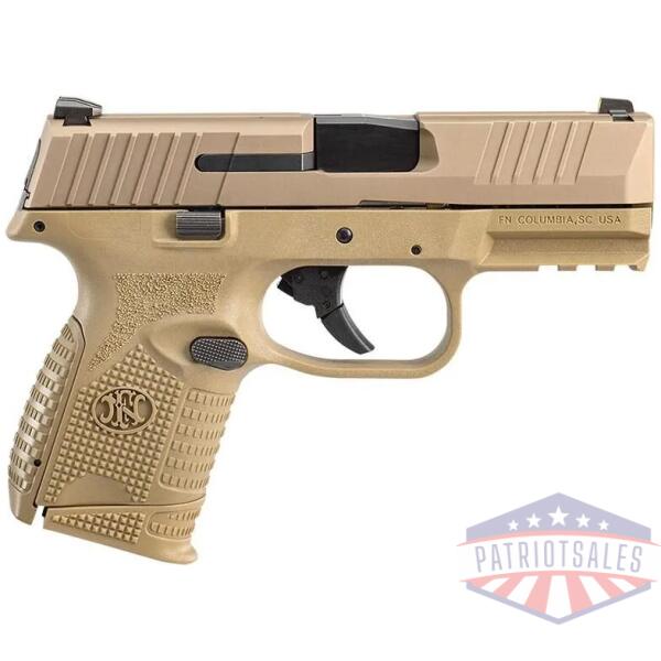 fn 509 compact handgun 9mm luger 12rd & 15rd magazines (2) 3.7" barrel fde nms