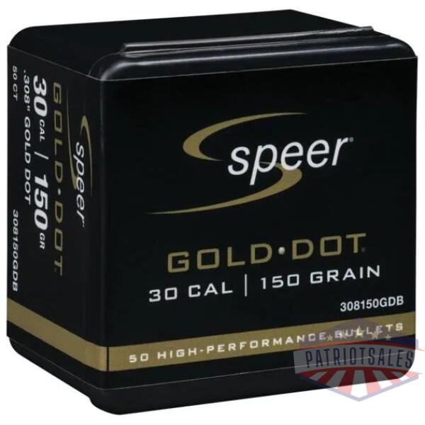 speer gold dot component rifle bullets .308 cal .308" 150 gr gold dot sp 50/box