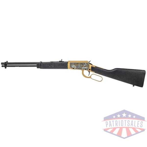 rossi rio bravo rough riders/ theodore roosevelt engraved pvd gold rifle .22 lr 15rd capacity 18' barrel wood stock