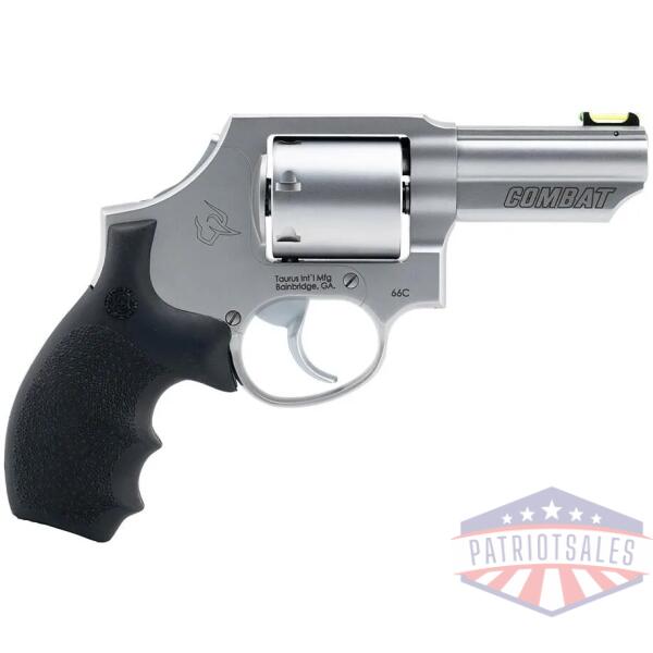 taurus 66 combat handgun .357 mag 7rd capacity 3" stainless barrel matte frame w/hogue grip front fiber optic sight