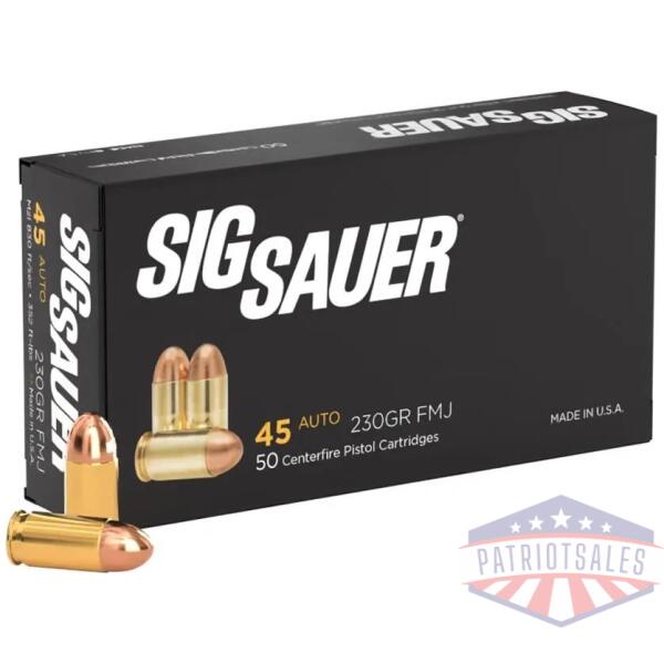sig elite performance handgun ammunition .45 acp 230 gr fmj 830 fps 50/ct