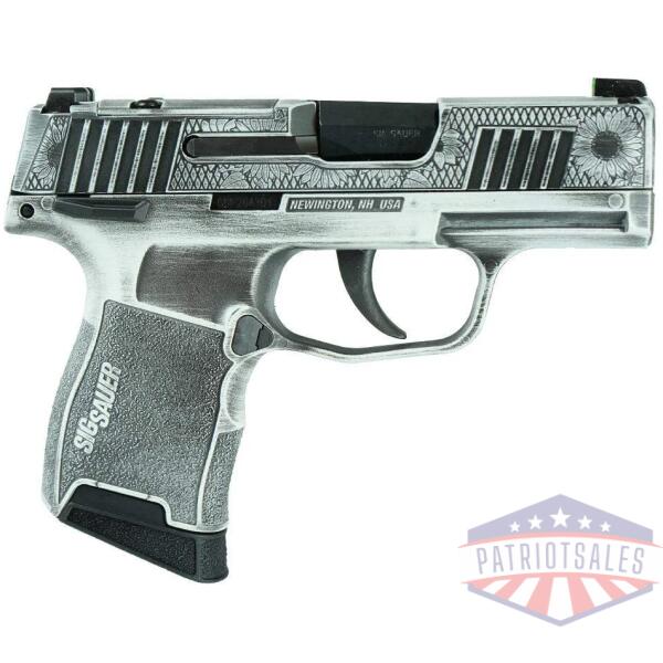 sig sauer exclusive p365-380 "sun flower" handgun 380 auto 10rd magazine 3.1" barrel black manual safety