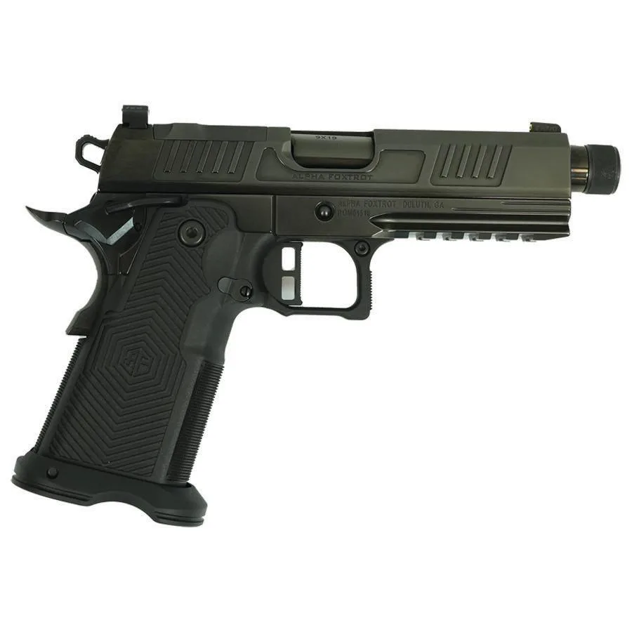 Alpha foxtrot af1911 romulus handgun 9mm luger 17rd & 20rd magazine 4. 25" threaded barrel black rmsc cut polished dlc