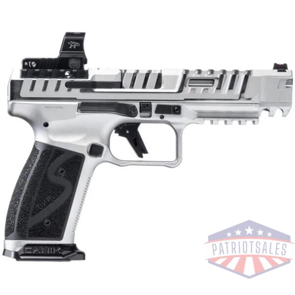 canik sfx rival-s chrome handgun 9mm luger 18rd magazines (2) 5" barrel chrome with mo2 optic
